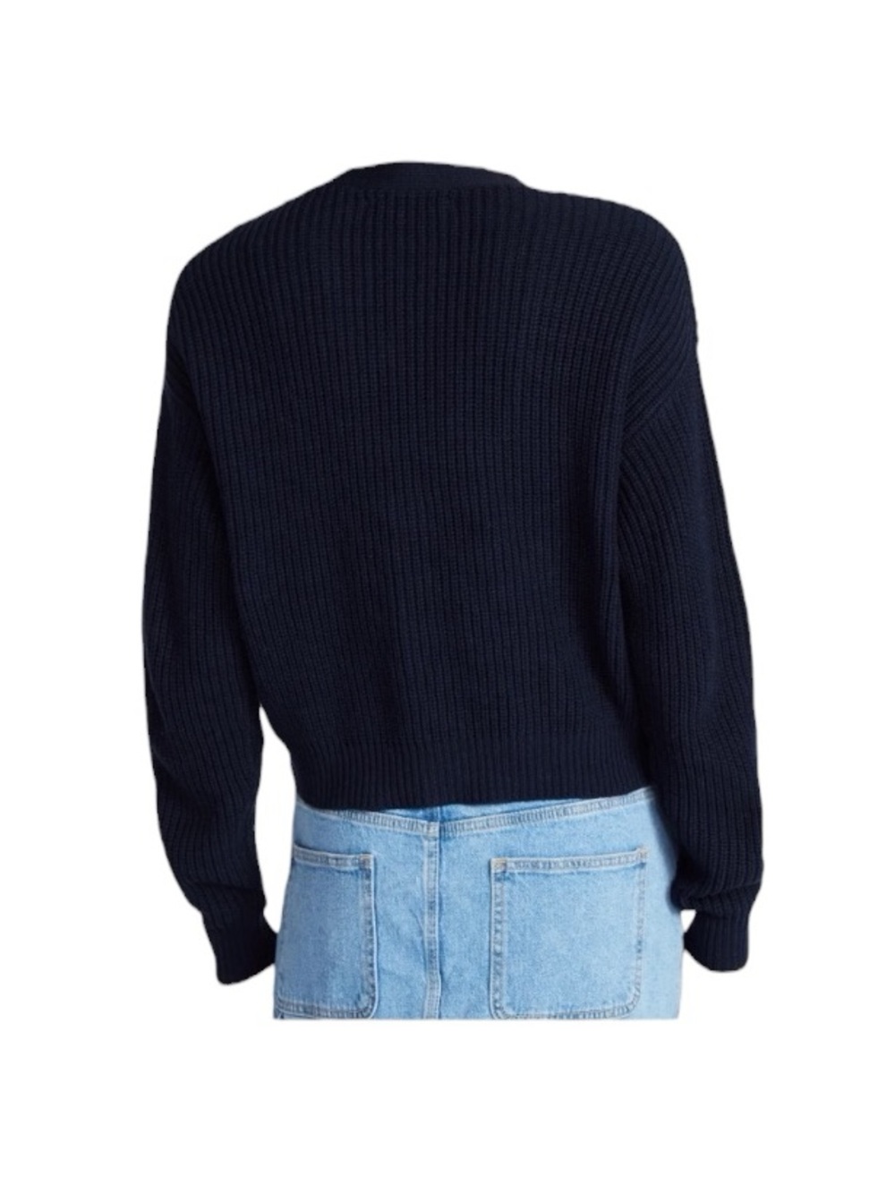 No Boundaries Navy Ribbed V-Neck Button Cardigan - Picture 5 of 10